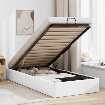 vidaXL Bedframe zonder matras 90x190 cm kunstleer wit, Verzenden