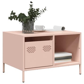 vidaXL Salontafel 68,5x50x43,5 cm koudgewalst staal roze, Verzenden, Nieuw