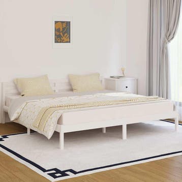 Massief grenen bed 200x200 | Tweede kansje | OP = OP, Verzenden, Wit, Tweepersoons, Zo goed als nieuw
