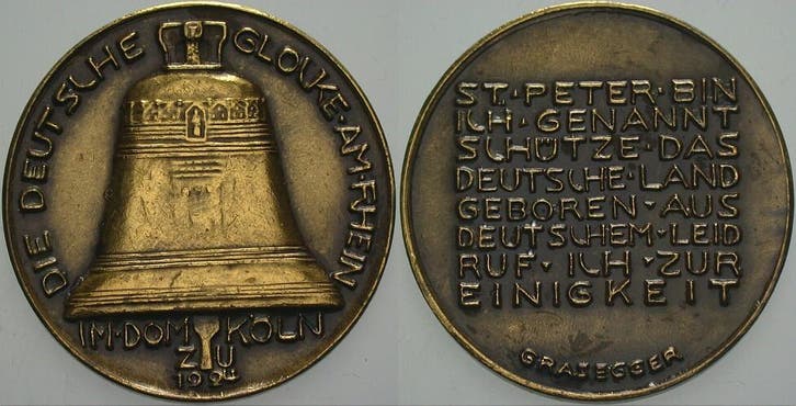 Bronzegussmedaille 1924 Koeln-stadt, Postzegels en Munten, Penningen en Medailles, Verzenden