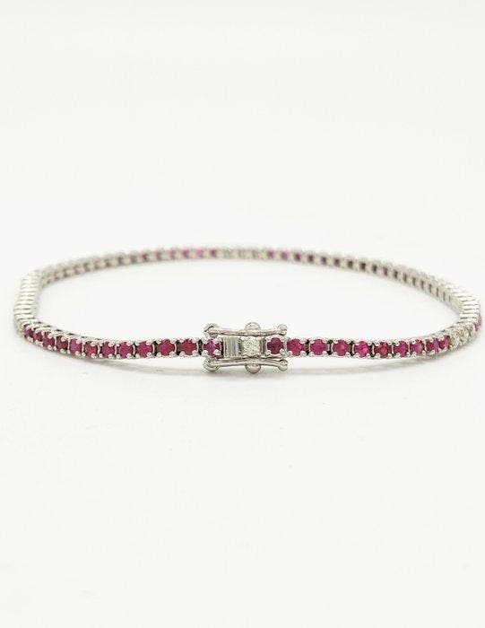 Armband - 18 karaat Witgoud Robijn - Diamant, Handtassen en Accessoires, Armbanden