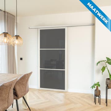 Stalen Schuifdeur met koofsysteem 3 Vlaks Wit Maatwerk Rook, Doe-het-zelf en Bouw, Raamkozijnen en Schuifdeuren, Nieuw, Metaal