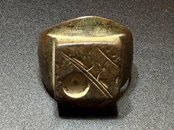 Renaissance Bronze Bague massive pour homme avec une plaque