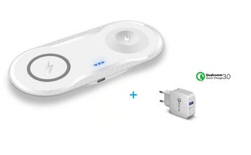 DrPhone Compaq - 2 in 1 Draadloze QI Lader voor o.a. Apple, Verzenden, Nieuw
