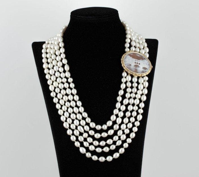 Halsketting - 18 karaat Geel goud - 0.25ct. tw. Diamant, Bijoux, Sacs & Beauté, Colliers
