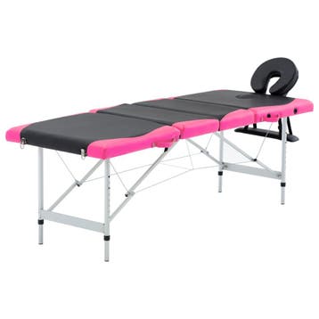 vidaXL Massagetafel inklapbaar 4 zones aluminium zwart en, Verzenden, Nieuw