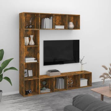vidaXL 3-delige boekenkast- / tv-meubelset 180x30x180 cm, Huis en Inrichting, Verzenden, Nieuw