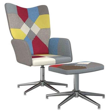 Relaxstoel Patchwork -64% | Retour Deal | Snel weg!, Verzenden, Minder dan 75 cm, Zo goed als nieuw, Metaal