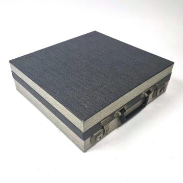Vintage grijze platenkoffer met harmonicavakken voor 20 LP's, Verzenden, Nieuw