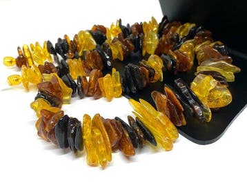 Dikke 59 g veelkleurige Baltische barnsteenketting - Dans