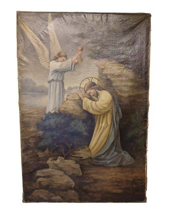 École italienne (XIX) - Jezus die knielt in gebed in de Hof
