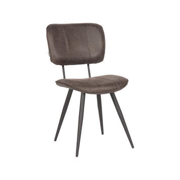 Stoel Fos | Antraciet | Leder | Zwart Metalen Frame | 2, Verzenden, Nieuw in verpakking