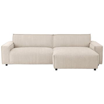 Beige Ribstof Hoekzetel - Ongebruikt, 250 tot 300 cm, Verzenden, Zo goed als nieuw, Stof