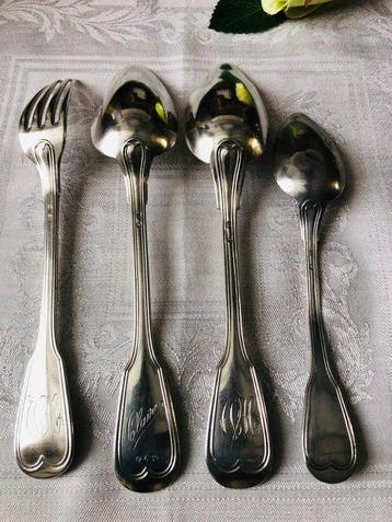 Bestekset (4) - .800 zilver - Delheid Frères, Antiek en Kunst