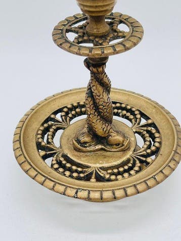 Kaarsenhouder - Brons - Kandelaar met dolfijnen, Antiek en Kunst