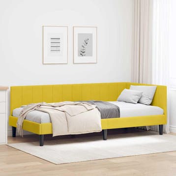 vidaXL Hoek Bed Frame met hoofdeinde Geel 90 cm x 190 cm, Verzenden