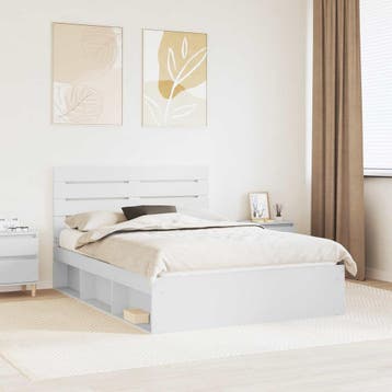 vidaXL Bedframe met hoofdeinde Wit 160 x 200 cm Massief, Verzenden