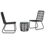 vidaXL 3-delige Bistroset poly rattan zwart, Tuin en Terras, Tuinsets en Loungesets, Verzenden, Nieuw