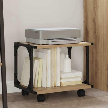 vidaXL Printerstand Artisanaal eiken 41 x 28 x 33,5 cm, Verzenden, Nieuw