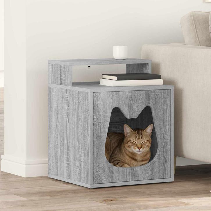 vidaXL Kattenhuis Grijs Sonoma 42,5 x 40 x 53,5 cm Bewerkt, Animaux & Accessoires, Accessoires pour chats, Envoi