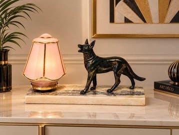 Lamp - hond - Metaal, Marmer, Glas
