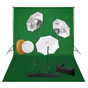 vidaXL Fotostudioset met lampen, paraplus, achtergrond en, Audio, Tv en Foto, Fotografie | Fotostudio en Toebehoren, Verzenden