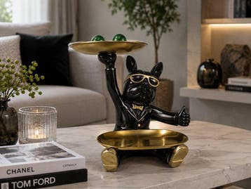 Beeld, bulldog cool sculptuur - 22 cm - polyresin