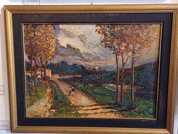 Cesare Gheduzzi (1894-1944) - Paesaggio con viandanti