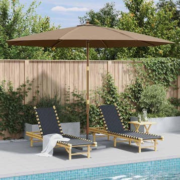 vidaXL Parasol met houten paal 350 cm taupe, Verzenden