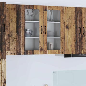 vidaXL Wandglas Kasten PORTO 2 st Oudhout Bewerkt hout, Verzenden, Nieuw
