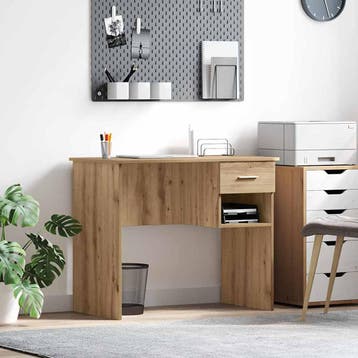vidaXL Bureau Artisan Eiken 90 x 49 x 75 cm Bewerkt hout, Huis en Inrichting, Bureaus, Verzenden, Nieuw