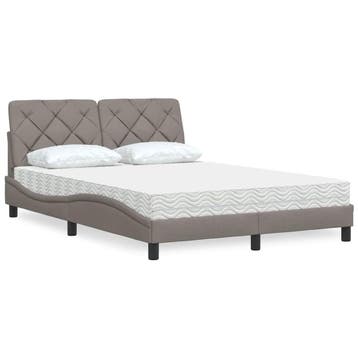 vidaXL Bed met matras stof taupe 140x200 cm, Verzenden, Nieuw