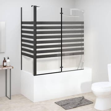 vidaXL Badwand gestreept 120x68x130 cm gehard glas, Verzenden