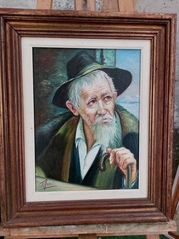 Tristano Marchi (1948) - Ritratto di vecchietto con cappello