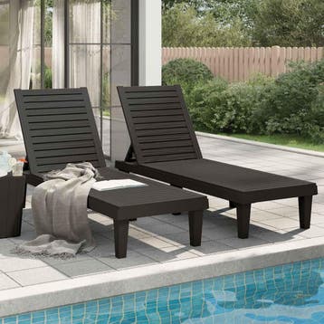 vidaXL Ligbedden 2 st 155x58x83 cm polypropeen zwart, Verzenden