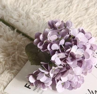 Hortensia Hydrangea Mauve Zijdenbloem Single 35 cm, Maison & Meubles, Accessoires pour la Maison | Plantes & Fleurs artificielles