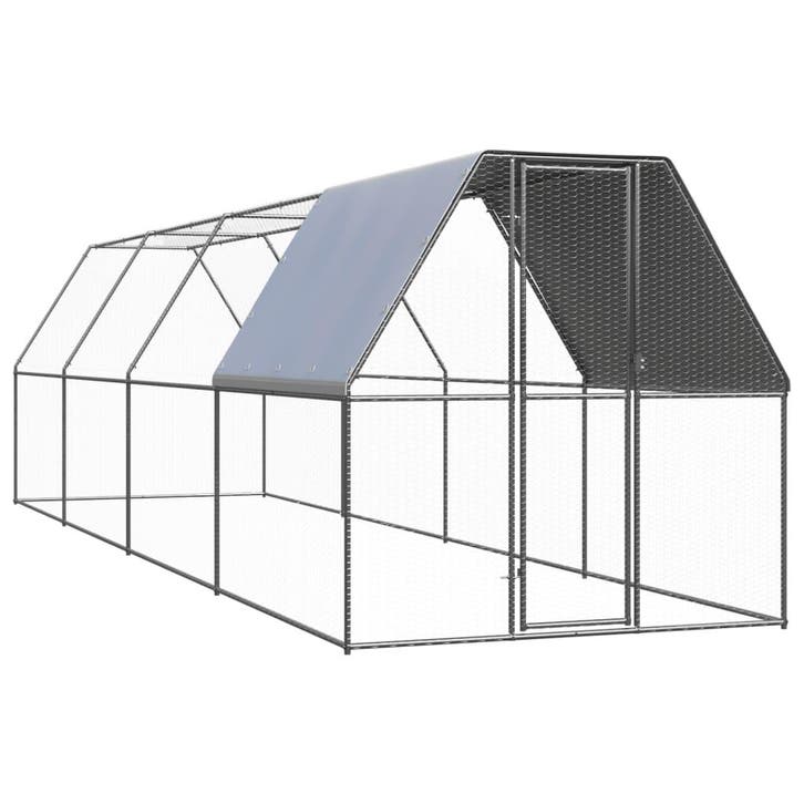 vidaXL Kippenhok 2x8x2 m gegalvaniseerd staal, Animaux & Accessoires, Rongeurs & Lapins | Cages & Clapiers, Envoi