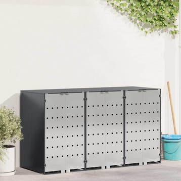 vidaXL Wheelie Bin opslag voor 3 bakken Roestvrij staal, Verzenden
