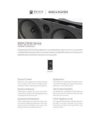 Bang & Olufsen - Origin Acoustics BOPLCR 60 Series Palatial, Nieuw