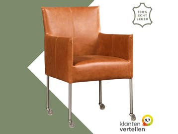 Leren eetkamerstoel Desire - Vintage Cognac (cognac) -, Huis en Inrichting, Nieuw, Leer, Ophalen of Verzenden, Eén