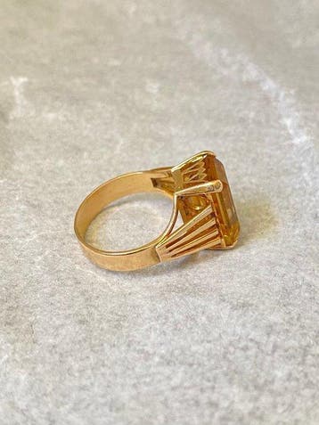 Bague - 18 carats Or jaune Citrine