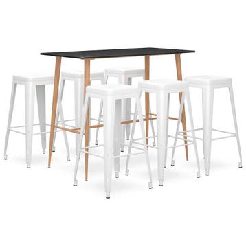 vidaXL 7-delige Barset zwart en wit, Verzenden