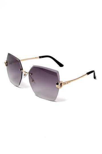 KIMU® Geslepen Diamant Zonnebril Goud Montuur Zwarte Gradien, Ophalen of Verzenden