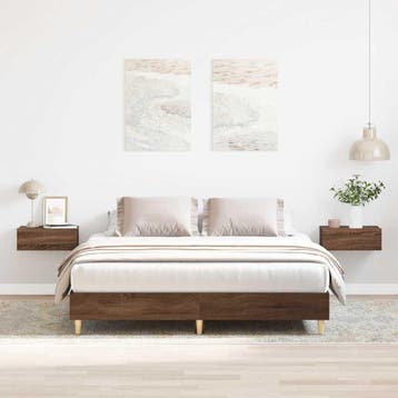 vidaXL Bedframe zonder matras 140x200 cm spaanplaat bruin, Huis en Inrichting, Slaapkamer | Bedden, Verzenden, Nieuw