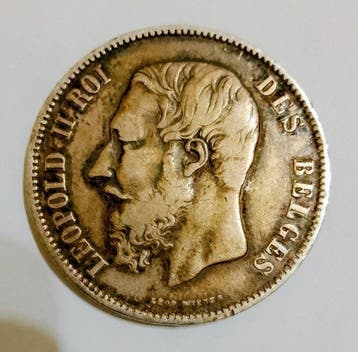 België. Leopold II. 5 Francs 1869 (Zonder minimumprijs)