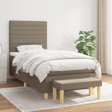 vidaXL Boxspring met matras stof taupe 80x200 cm, Verzenden