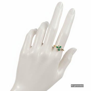 Ring - 14 karaat Geel goud - 0.46ct. tw. Smaragd - Diamant, Nieuw
