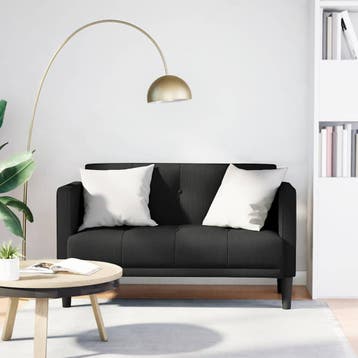 vidaXL Loveseat bank / zetel Zwart 111 cm Stof, Verzenden
