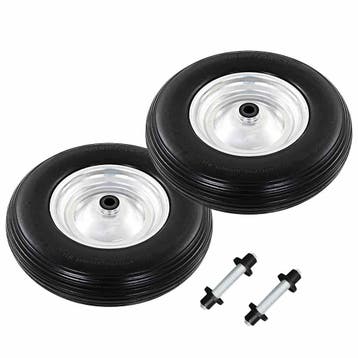 vidaXL Kruiwagenwielen met assen 4,00-8 390 mm massief PU 2, Verzenden
