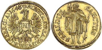 Duitsland, Nürnberg. Goldgulden 1646, Äußerst selten.
